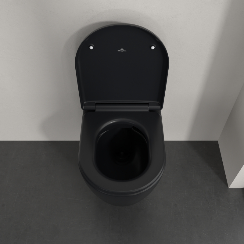Vas WC suspendat Villeroy&Boch, Skyla CeramicPlus, TwistFlush, Combi-Pack, capac soft close, pure black